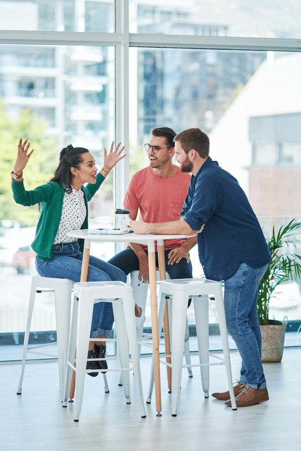 Happy team meeting